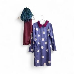 Women’s Inside Out Envy Purple Polka Dot Costume with Wig